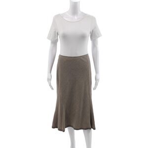 Elie Tahari Women Trumpet Wool Long Skirt Brown Size M